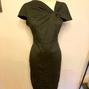 Charcoal Gray Dress with Twisted neckline Sz 16